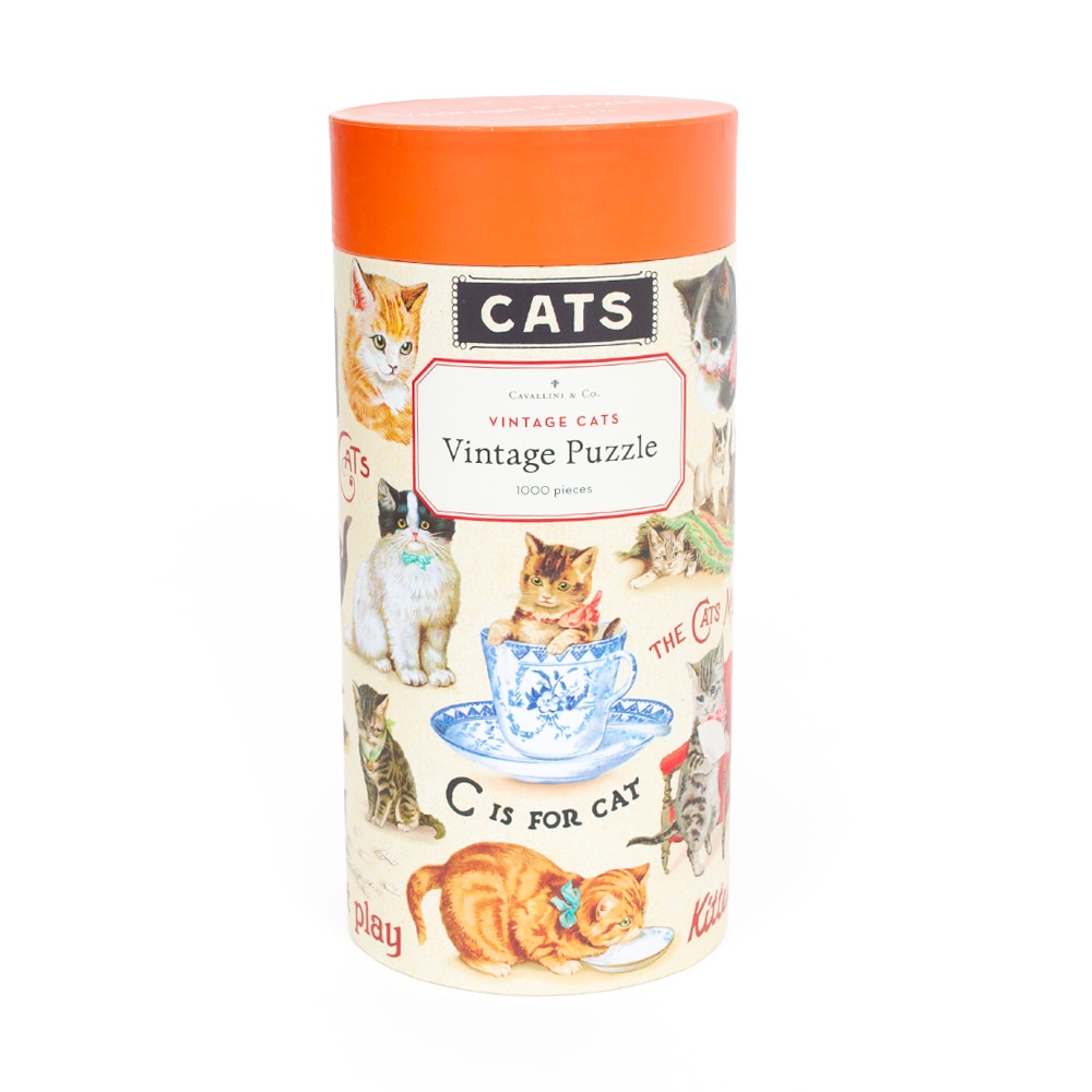 Cavallini, Puzzle, Gifts, Jigsaw, 1000 Piece, Vintage Cats, 933051